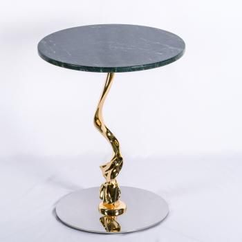 Столик журнальный d-40 см BJ-228-green металл/камень