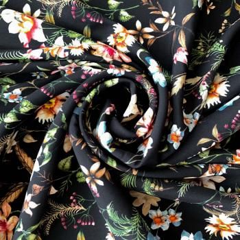 Шелк натуральный К32-158 черный принтованный