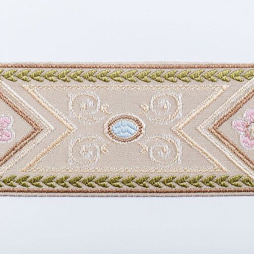 Бордюр велюровый 6 см 0000-357-104-021 бежевый с ромбом