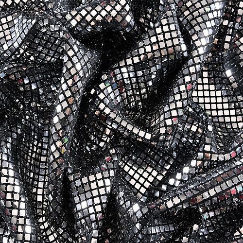 Трикотаж с пайетками 056-11076 черный/серебро