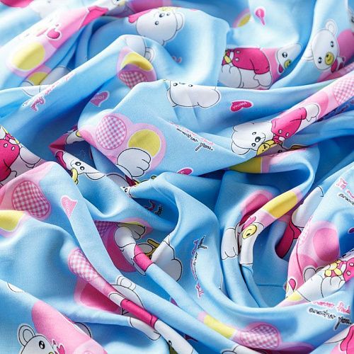 Штапель 069-08248 светло-голубой принтованный