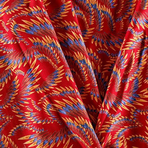 Твил-штапель 069-04635 темно-красный принтованный