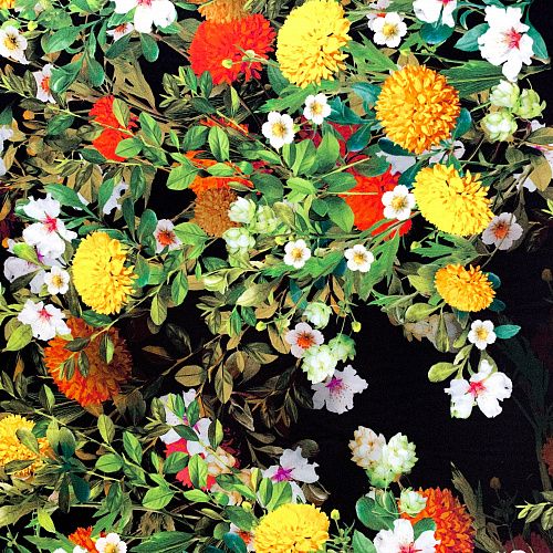 Шелк натуральный К32-171 черный принтованный