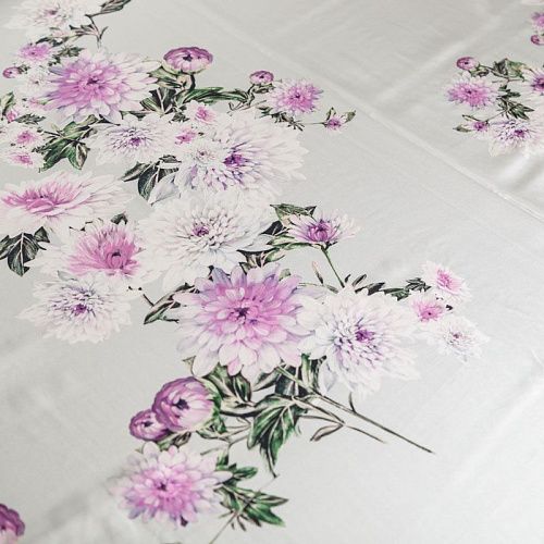 Крепдешин натуральный К15-029 молочно-серый принтованный