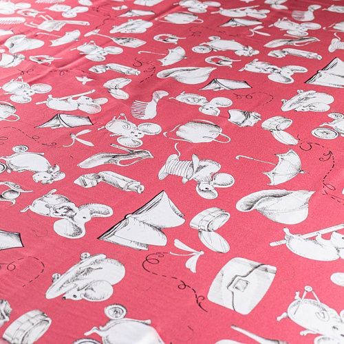 Шелк натуральный К15-301 кораллово-розовый принтованный