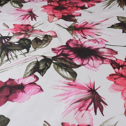 Лен натуральный 035-11764 белый принтованный