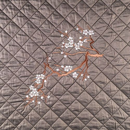 Ткань курточная с вышивкой К20-319 темно-коричневый