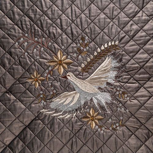 Ткань курточная с вышивкой К20-320 темно-коричневый