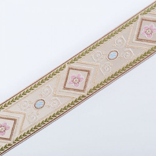 Бордюр велюровый 6 см 0000-357-104-021 бежевый с ромбом