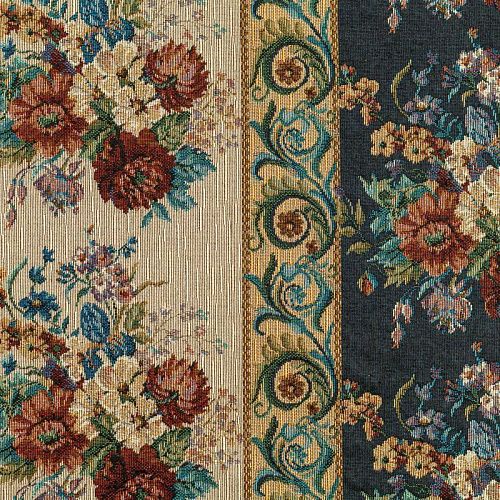 Гобелен гостиный 513-02-61 бежево-синий широкая полоса