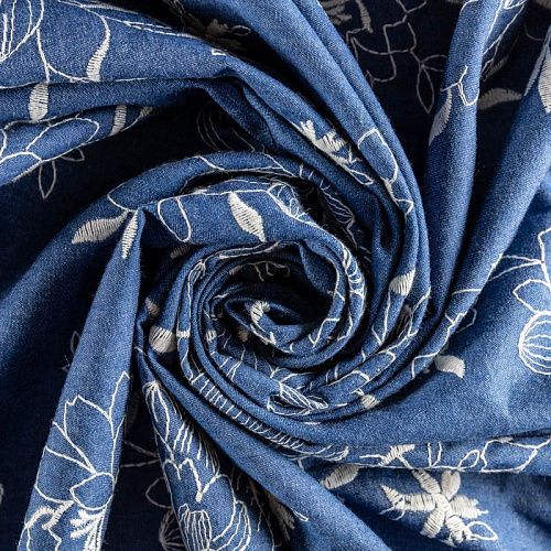 Джинс К32-186 сине-голубой с вышивкой