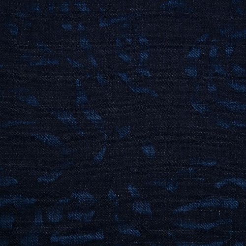 Лен натуральный 035-12097 синий джинс принтованный