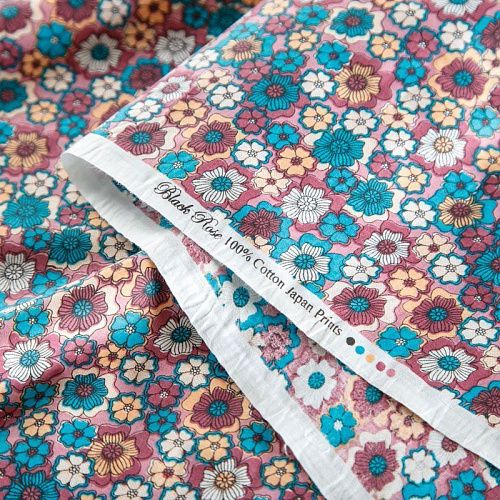 Хлопок 063-02029 розово-голубой принтованный