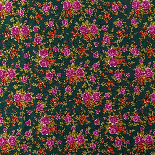 Твил-штапель 069-08291 темно-зеленый принтованный