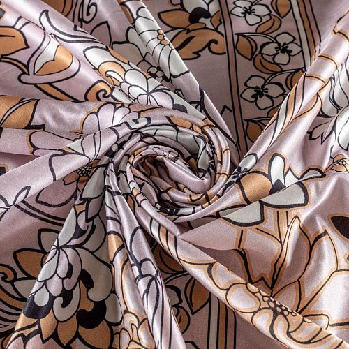 Шелк-батист натуральный К18-026 жемчужно-розовый принтованный