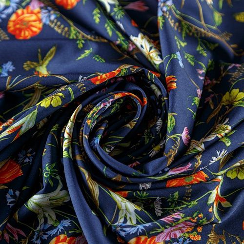 Вискоза "Лоренцо" 036-08353 темно-синий принтованный
