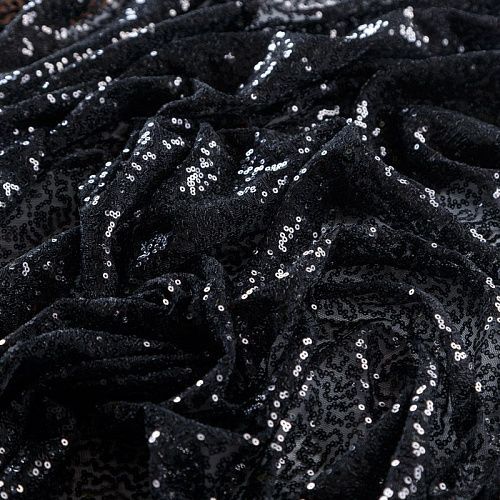 Пайетки на сетке 055-09151 черный однотонный