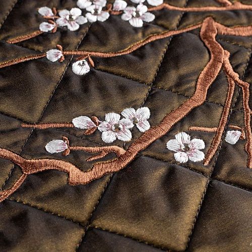 Ткань курточная с вышивкой К20-324 темно-коричневый