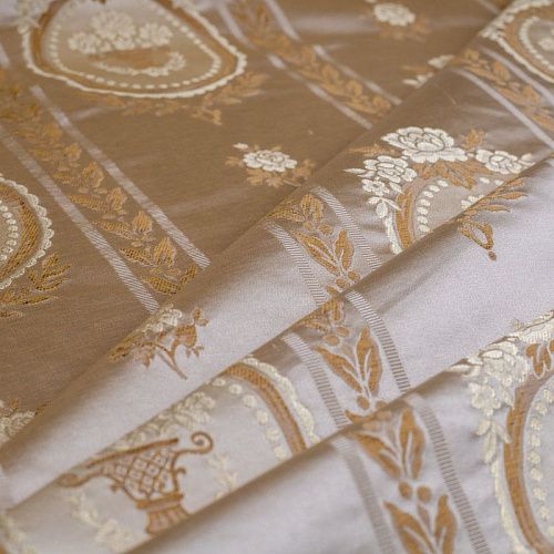 Ткань портьерная жаккард Т274-02-26 сливочно-золотой