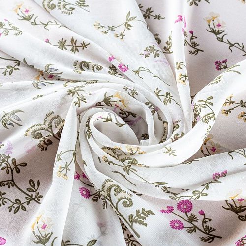 Креп-шифон 027-01278 белый принтованный