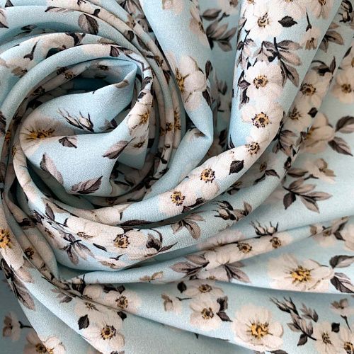 Шелк натуральный К32-151 нежно-голубой принтованный