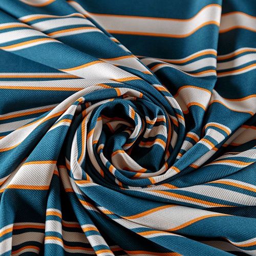 Ткань плательно-рубашечная 049-08392 молочный/петроль