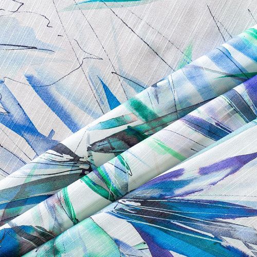 Лен-вискоза 035-1020 молочный принтованный