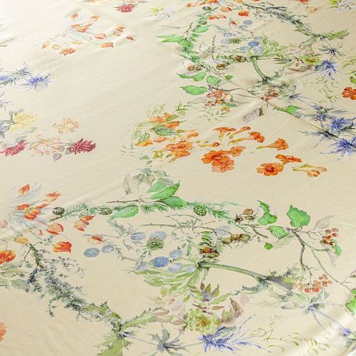 Крепдешин натуральный К01-0016 дынный принтованный