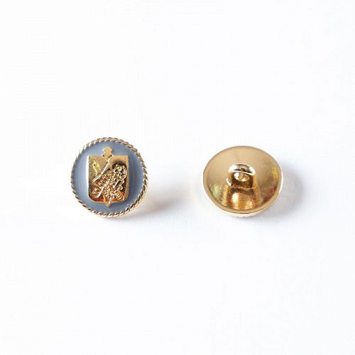 Пуговица на ножке 14 мм металл 493865 золото/серый