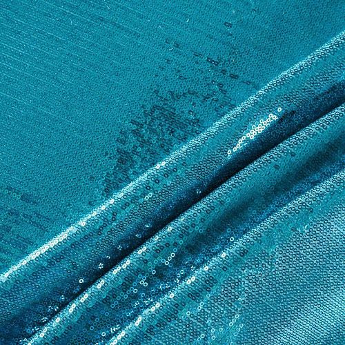 Ткань с пайетками 055-03036 голубой однотонный