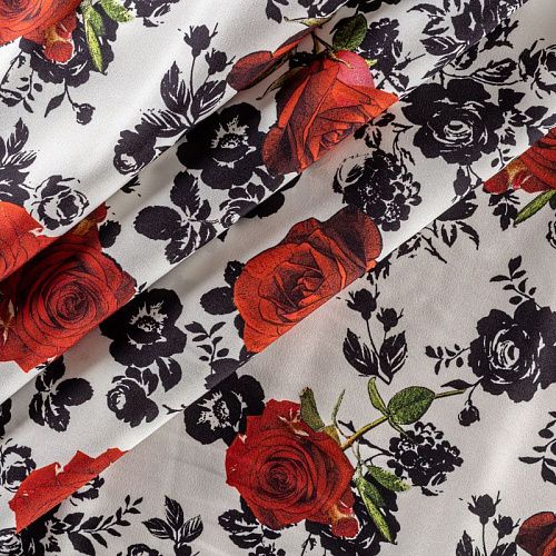 Шелк натуральный К13-036 белый принтованный