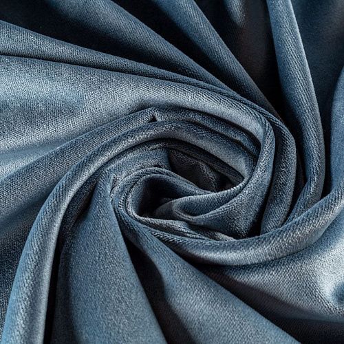 Ткань портьерная бархат 529-02-143 серо-голубой однотонный