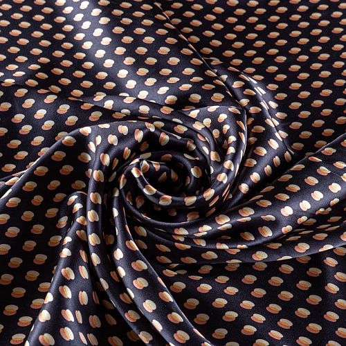 Шелк натуральный К04-820 черный принтованный