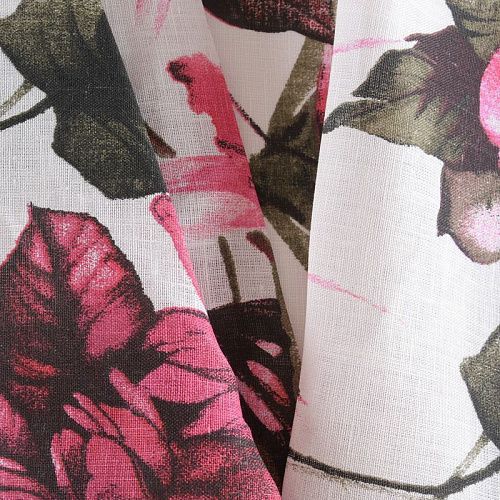 Лен натуральный 035-11764 белый принтованный