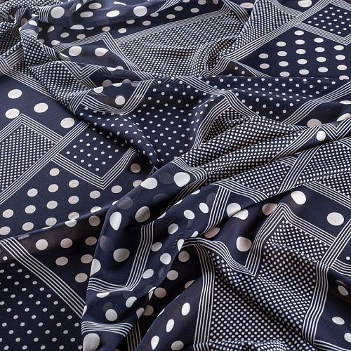 Креп-шифон 027-01416 темно-синий принтованный