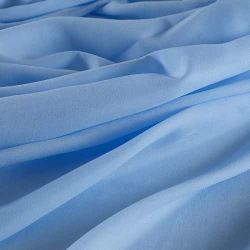 Креп-шифон шелковый 027-16806 голубой однотонный