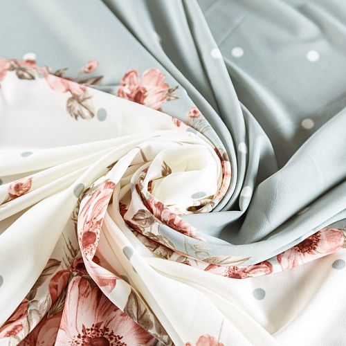 Креп-шифон К33-072 молочно-серый принтованный