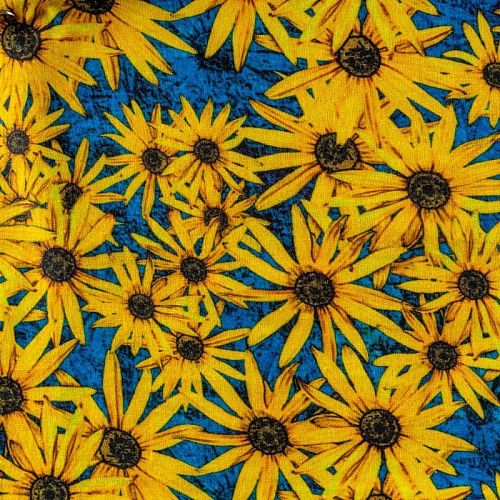 Лен натуральный К33-238 васильковый принтованный