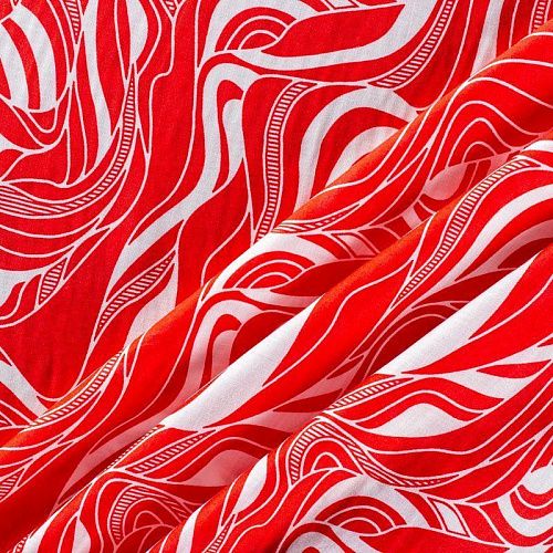 Штапель 069-01518 красный принтованный