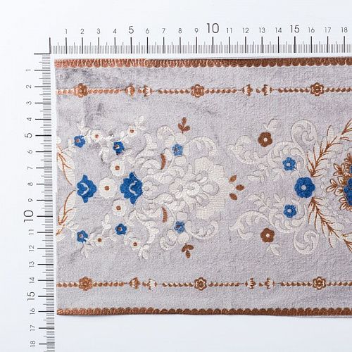 Бордюр велюровый 15,5 см 0000-357-104-028 серый с цветами