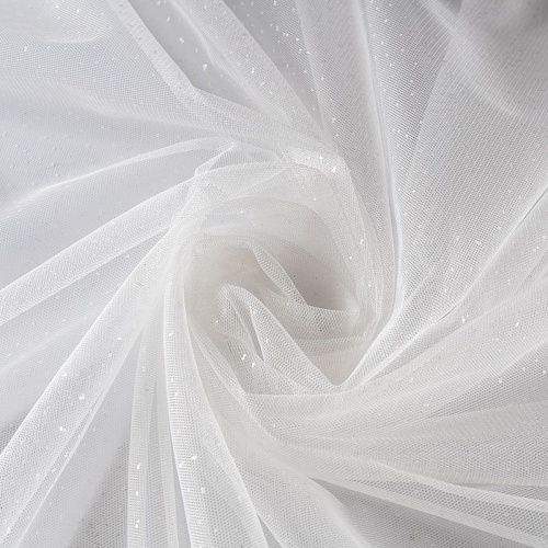 Фатин с блестками К33-404 белый однотонный