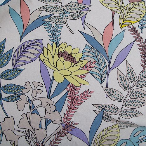 Крепдешин шелковый 028-14709 айвори принтованный