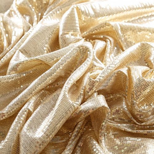 Пайетки на трикотаже 055-08984 светлое золото однотонный