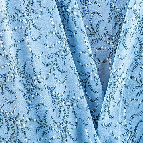 Креп-шифон 027-01444 голубой принтованный